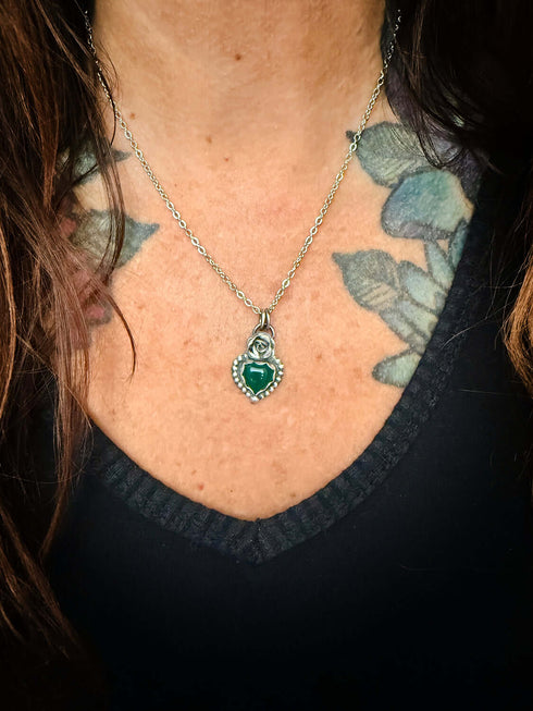 Colgante Corazon Agata Verde